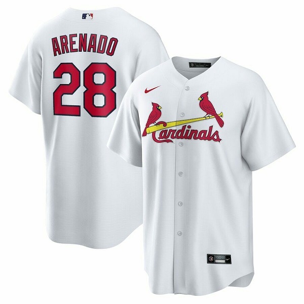 Men's St. Louis Cardinals #28 Nolan Arenado White Cool Base Stitched Jersey